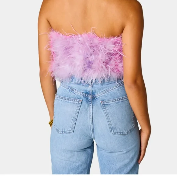 Lavender Buddy Love feather crop top - Picture 9 of 9